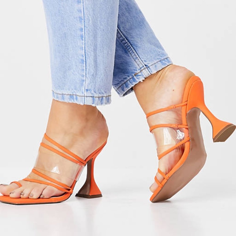 ASOS DESIGN Next toe loop strappy heeled sandals in orange